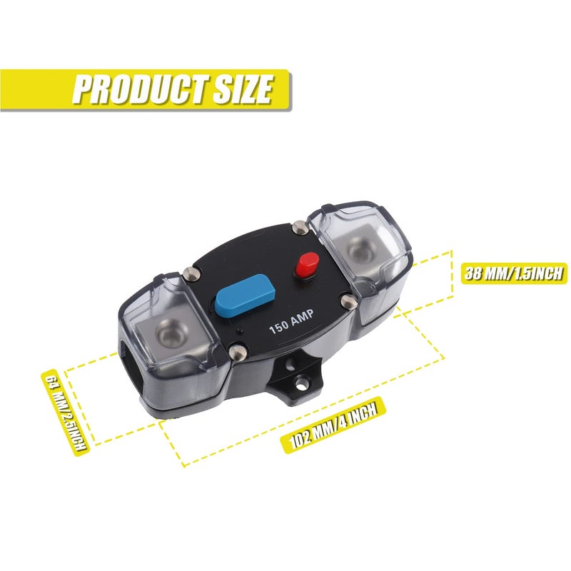 EPLZON 150A 12-48 Volt DC Self Recovery Circuit Breaker with Manual Reset Button for Automotive Rv Marine Boat (150Amp) - Image 2